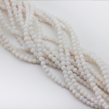 Agat kulka kwasowana matowa biała 6mm