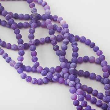 Agat kulka kwasowana matowa fioletowa 8mm