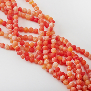 Agat kulka kwasowana matowa pomarańczowa 8mm