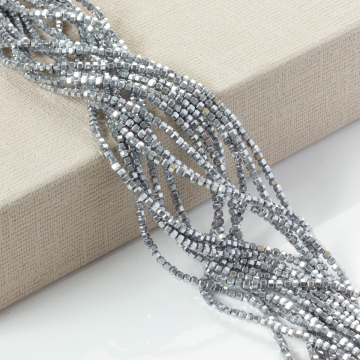 Hematyt platerowany baryłka silver 3mm