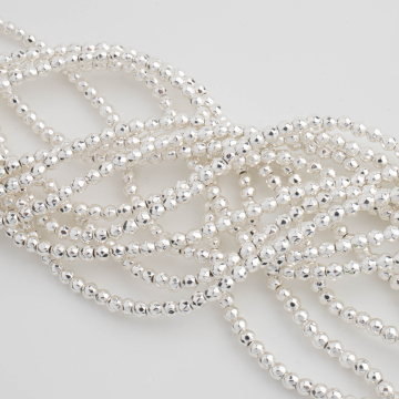 Hematyt platerowany kulka fasetowana white silver 3,5mm