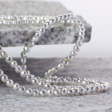 Hematyt platerowany kulka fasetowana light silver 4mm