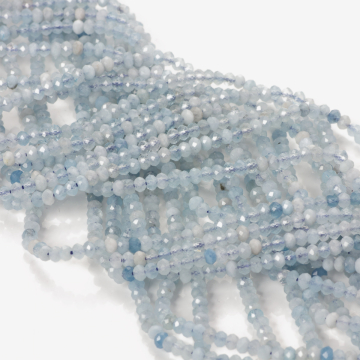 Akwamaryn naturalny oponka fasetowana klasa A 2,5x3,5mm