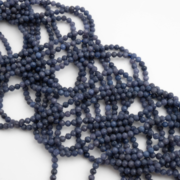 Szafir kulka fasetowana 3mm - na sznurze