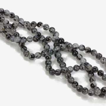 Kwarc z czarnym turmalinem kulka gładka 7mm