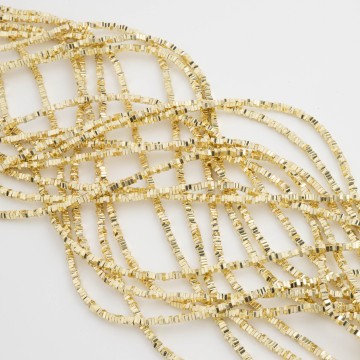 Hematyt płaska kostka light gold 2x2mm