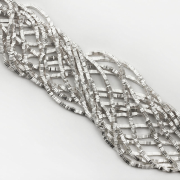 Hematyt kostka płaska light silver satine 3x3mm