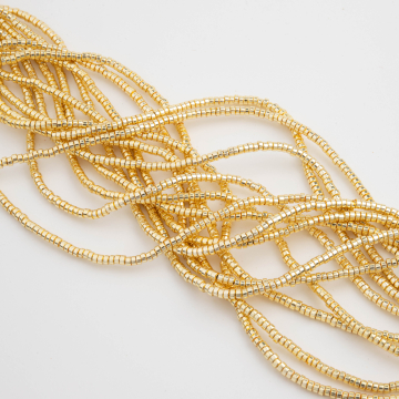 Hematyt krążek płaski light gold 2,5x1,5mm - na sznurze