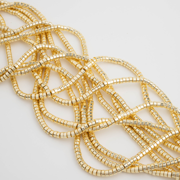 Hematyt krążek płaski light gold 4x2mm - na sznurze