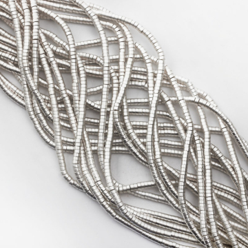 Hematyt krążek płaski light silver satine 4x2mm