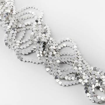 Hematyt przekładka serce płaskie light silver 5,5mm