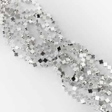 Hematyt przekładka koniczyna marokańska ozdobna light silver 8mm