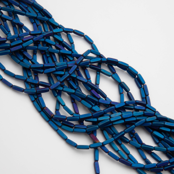 Hematyt słupek zaokrąglony heliotrope mat 3x9mm