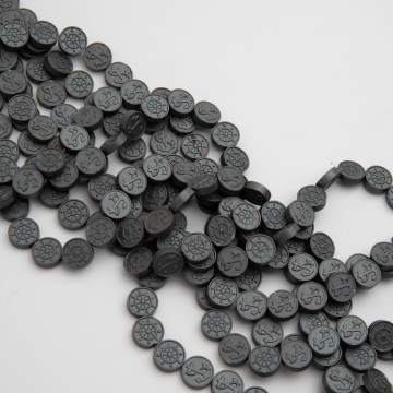 Hematyt moneta z kotwicą i kołem sterowym natural mat 10x3mm