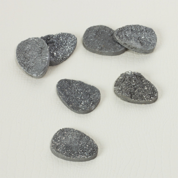 Kwarc tytanowy platerowany druzy łezka srebrna 24x18mm