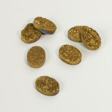 Kwarc tytanowy platerowany druzy owal złoty 20x15mm