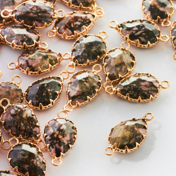 Rodonit łezka fasetowana w oprawie ozdobnej 23mm