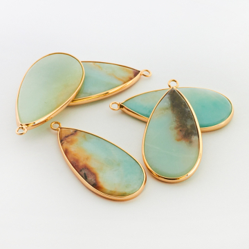 Amazonit łezka gładka w okuciu zawieszka 45mm