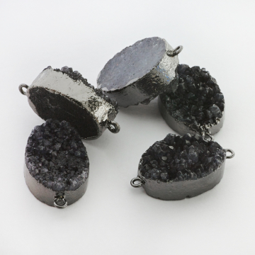 Agat druzy owal w okuciu łącznik 32mm