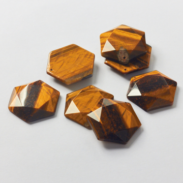 Tygrysie oko zawieszka heksagon fasetowana 31mm