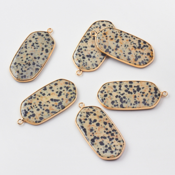Jaspis dalmatyński zawieszka płaski owal w okuciu 47x22mm
