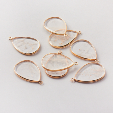 Kryształ górski zawieszka płaska łezka w okuciu 40mm