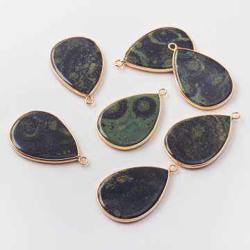 Jaspis kambaba zawieszka płaska łezka w okuciu 40mm