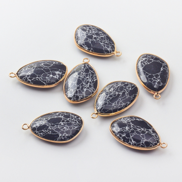 Jaspis cesarski zawieszka łezka nieregularna w okuciu 35mm