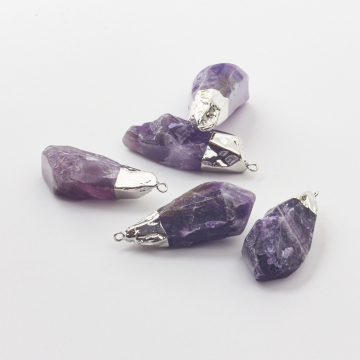 Ametyst zawieszka bryłka nieregularna w okuciu 30-50mm
