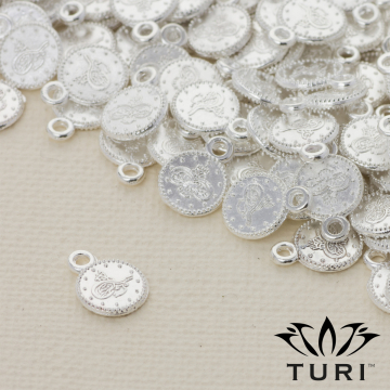 Zawieszka moneta jemioła w srebrnym kolorze 7.5mm