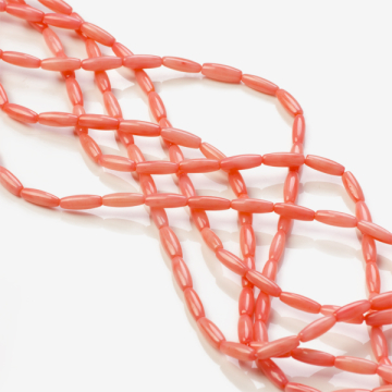 Koral bambusowy oliwki łososiowe 7,5x3,5mm Koral bambusowy oliwki łososiowe 7,5x3,5mm