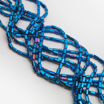 Kryształki słupki fasetowane blue hematite 4,5x8,5mm