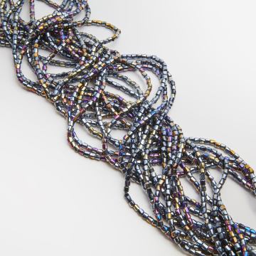 Kryształki walce fasetowane hematite 3,5x4mm