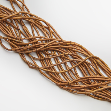 Kryształki słupek gładki mat antique gold 2,5x5mm