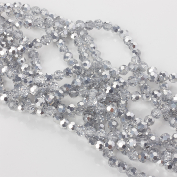 Kryształki kulki fasetowane 32 cuts half silver 6mm