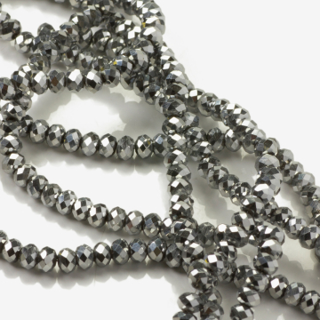 Kryształki oponki fasetowane silver 3,5x4mm