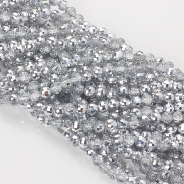 Kryształki kulki fasetowane 96 cuts half silver 6mm
