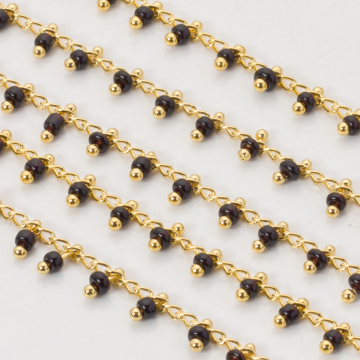 Łańcuch z koralikami jet 2.5x1.5 mm