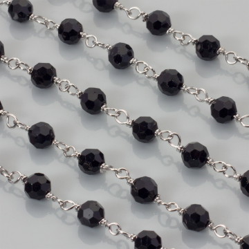 Łańcuch z kryształkami kulkami jet 6mm