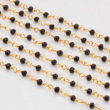 Łańcuch z kryształkami oponkami jet 3x4mm