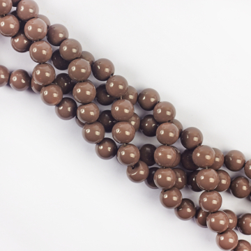 Koraliki szklane powlekane mleczna czekolada 10mm