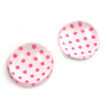 Kaboszon szklany okrągły różowe kropki 20mm