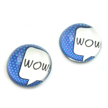 Kaboszon szklany okrągły niebieski 'wow' 20mm