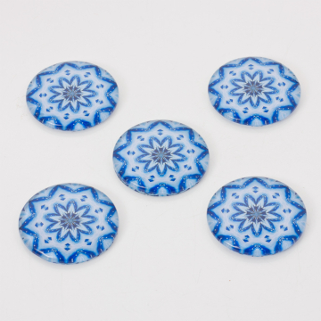 Kaboszon szklany kalejdoskop 30mm niebiesko-biały