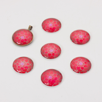 Kaboszon szklany kalejdoskop 20mm czerwony