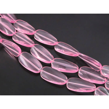 Szklane owale wygięte różowe 28x15mm