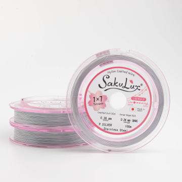 Miękka linka japońska siedmiostrunowa powlekana srebrna 0,36mm