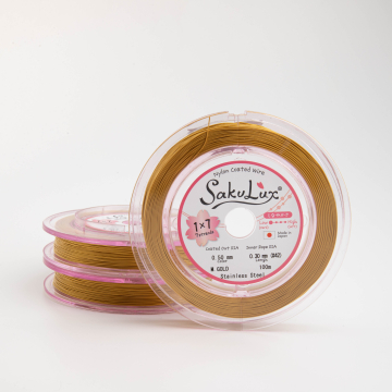 Miękka linka japońska siedmiostrunowa powlekana złota 0,5mm