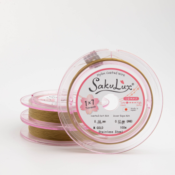 Miękka linka japońska siedmiostrunowa powlekana złota 0,18mm