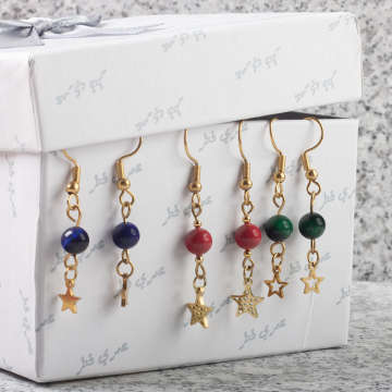 Zestaw do samodzielnego wykonania kolczyków - koral naturalny z gwiazdką pełną